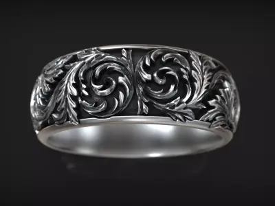Vintage Ornament Gothic Style Comfort Wedding Band 3D print model