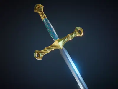 Double Edged Sword -Game Ready- Low-poly 3D model