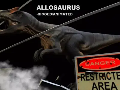 Allosaurus Rigged And Animated Low-poly 3D model