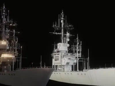 Battleship ship with lights 3D model
