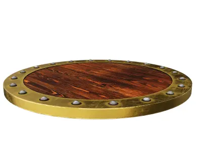 Wooden shield Low-poly 3D model 7