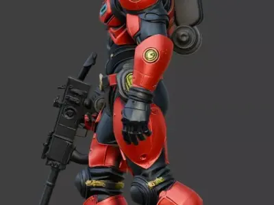 MG-Armored Gunner Male 01 High-Poly Model 3D print model