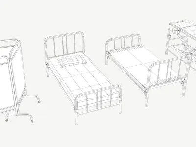 Infirmary Furniture Set Low-poly 3D model