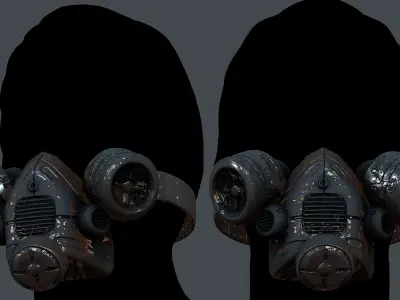 Gas mask helmet 3d model scifi Low-poly Low-poly 3D model Low-poly 3D model 30