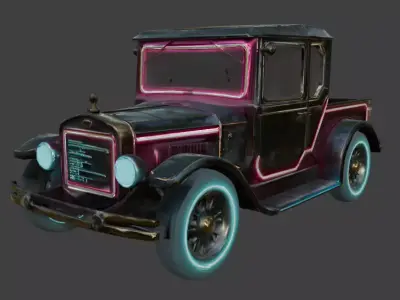 20th Century Cyberpunk Brass Era Car 3D Model Low-poly 3D model