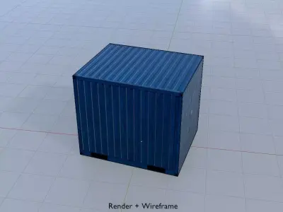 Shipping Container gentian blue 10ft Low-poly 3D model