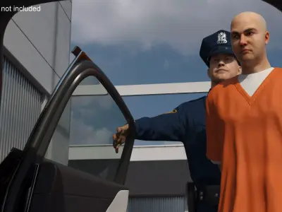 Police Officer with Lucid Patrol Car and Prisoner 3D model
