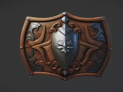 Wooden Shield  3D model purchase