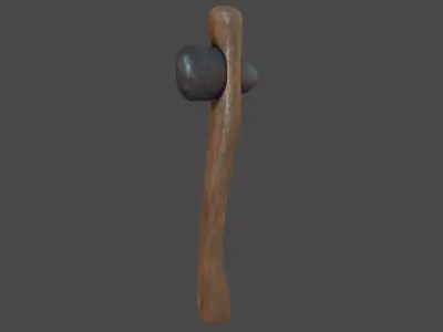 LowPoly StoneAxeCelt wooden handle Low-poly 3D model