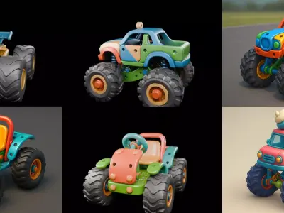 Monster Truck bundle 5 pack 100 glb 3D model