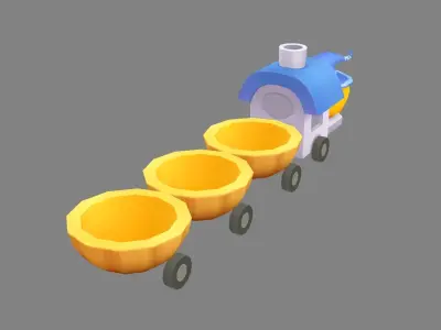 Cartoon pumpkin train toy - Halloween pumpkin cart Low-poly 3D model
