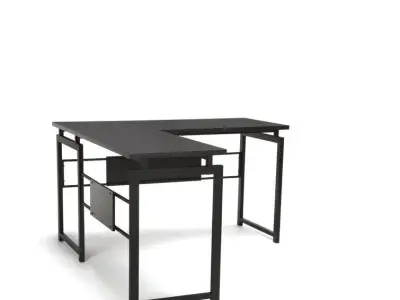 Tiano L-Shape Credenza Desk - 2 Colour 3D model