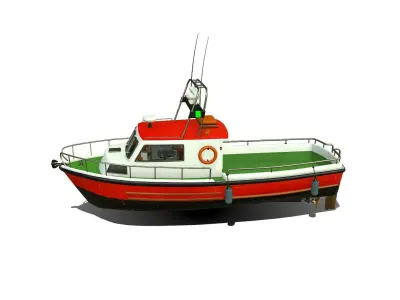 Fishing Boat With Interior Low-poly PBR Low-poly 3D model
