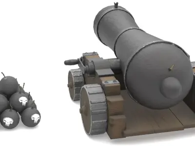 Cartoon Cannon 3D model