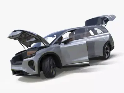Lucid Gravity Electric Suv Gray Lights Off Rigged for Cinema 4D 3D model