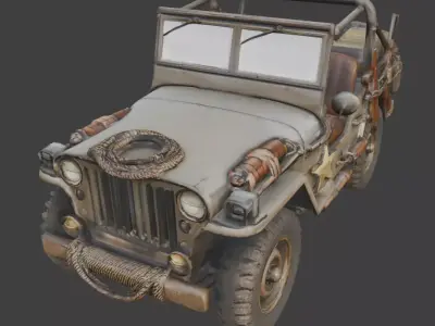 Wasteland Sheriff Tactical Jeep Low-poly 3D model