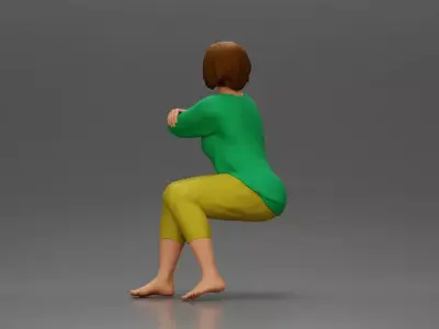 Calm woman sits midair with grace arms folded legs crossed 3D print model