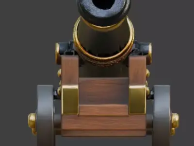 Ornate Stylized Pirate Cannon 3D Model Low-poly 3D model