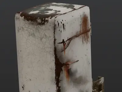 Rusted Fridge 3D Model  Low-poly 3D model