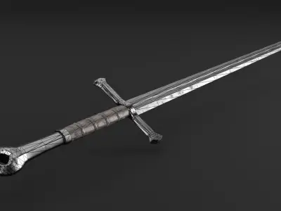 Medieval Longsword Sword PBR Game Ready Low Poly 3D model