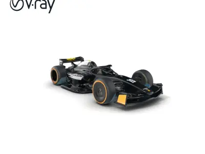 Aggressive Formula  Racer Matte Black Model Pack Low-poly 3D model