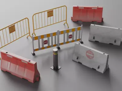STREET BARRIER PACK Low-poly 3D model
