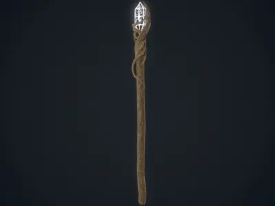 Fantasy Staff Low-poly 3D model
