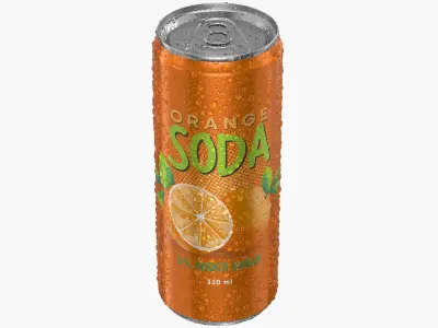 Sleek Soda Can With Droplets 330ml 3D model