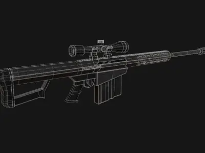 Gun m82b Game Ready PBR Textures 3D model Low-poly 3D model