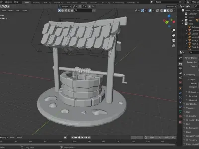Lowpoly Well coffee shop Free low-poly 3D model
