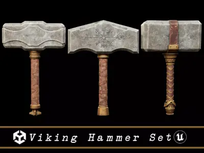 Viking Hammer Set Low-poly 3D model