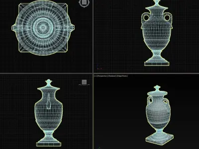 French Baroque Classical Style Urn Vase Low-poly 3D model