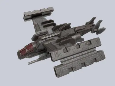 Spaceship Low-poly 3D model 12