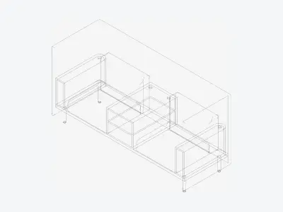 Sofa - Contemporary - Flame - Central Shelf - Armrest Shelf Low-poly 3D model buy