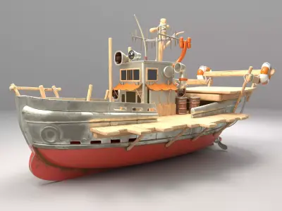 Boat 3d Model with substance painter texturing Low-poly 3D model