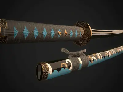 Wakizashi 01 Low-poly 3D model