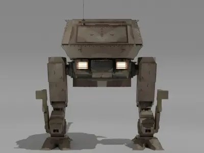 Destroyer Mech Walker with RIG and LOWPOLY Desert Camo Low-poly 3D model