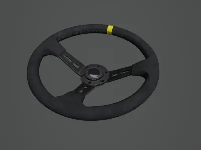 Steering Wheel 01 - Variation A - Black Stiches Low-poly 3D model