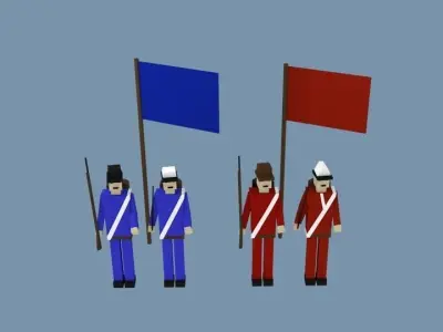 Rigged napoleonic soldiers  Free low-poly 3D model