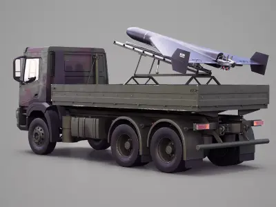 Military Transport Truck with Drone Launcher Geran-2 3D model