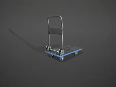 Folding Platform Truck Trolley - Blue Accents Low-poly 3D model