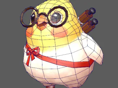 Stylized bird Low-poly 3D model
