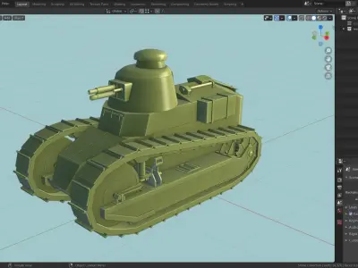 Renault FT 17 Tank Base Mesh Low-poly 3D model