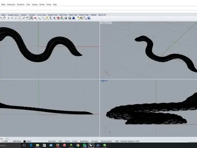 Snake snakes in computer screen Free 3D model