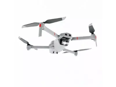 White quadcopter drone Low-poly 3D model