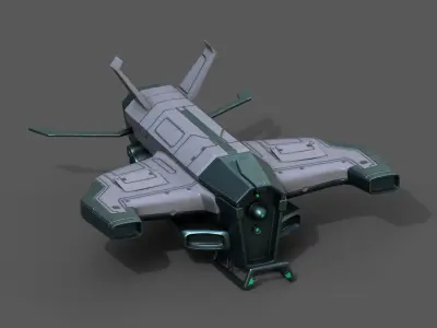 Spaceship starship scifi space futuristic cyborg robot low poly  Low-poly 3D model