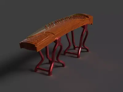 Chinese musical instrument guxheng Low-poly 3D model
