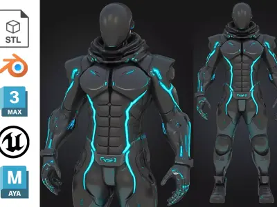 Sci Fi Tactical Cyborg Low-poly 3D model