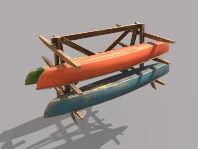 Canoe Storage Rack Low-poly 3D model