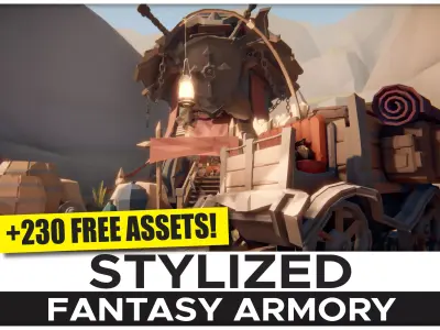 STYLIZED Fantasy Armory - Low Poly 3D Art Free low-poly 3D model